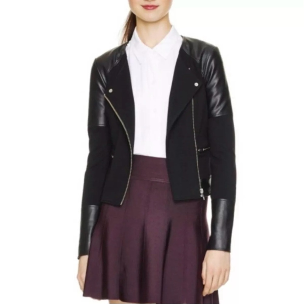 WILFRED FREE Aritzia Leona Vegan Leather Trim Moto Biker Jacket - Size M